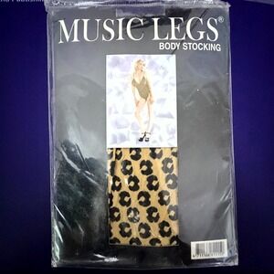 Music Legs Body Stocking Womens One Size Multicolor Striking Leopard Print